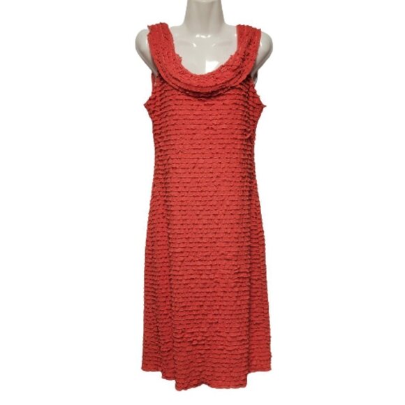 Sleeveless Coral Dress with Tiers of Frills  Size 8 - NWOT - Picture 1 of 11